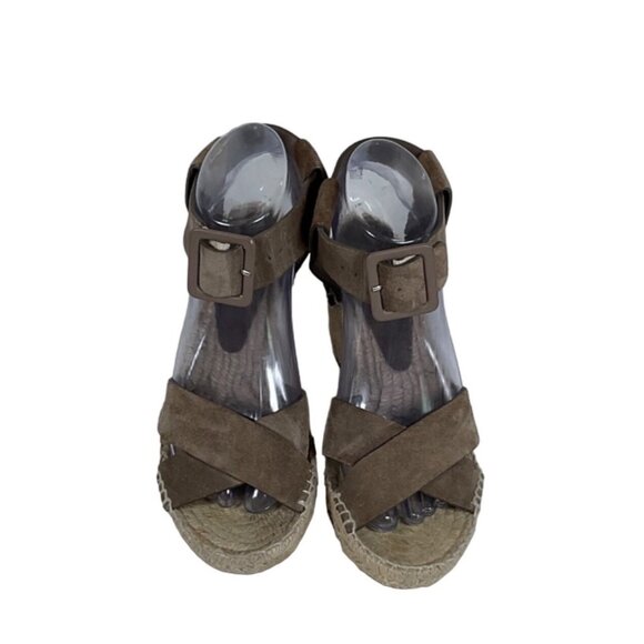 VINCE Stefania Suede Leather Espadrille Wedge Sandal Pumice Size 7M - Picture 3 of 8